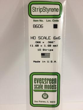 Evergreen HO Strips - 6" x 6" - Opaque White Polystyrene - #8606