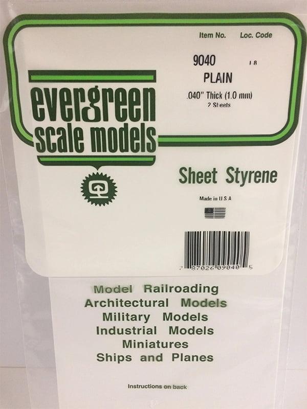 Evergreen Plain Sheet - .040" - 6x12 - Opaque White Polystyrene - #9040