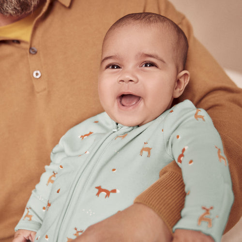Fox Print Clever Zip Sleepsuit