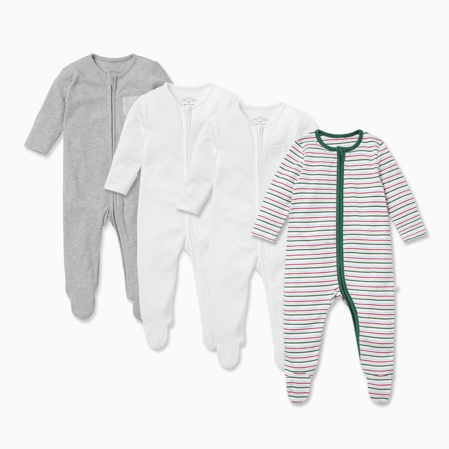 Festive Zip-Up Sleepsuit 4 Pack