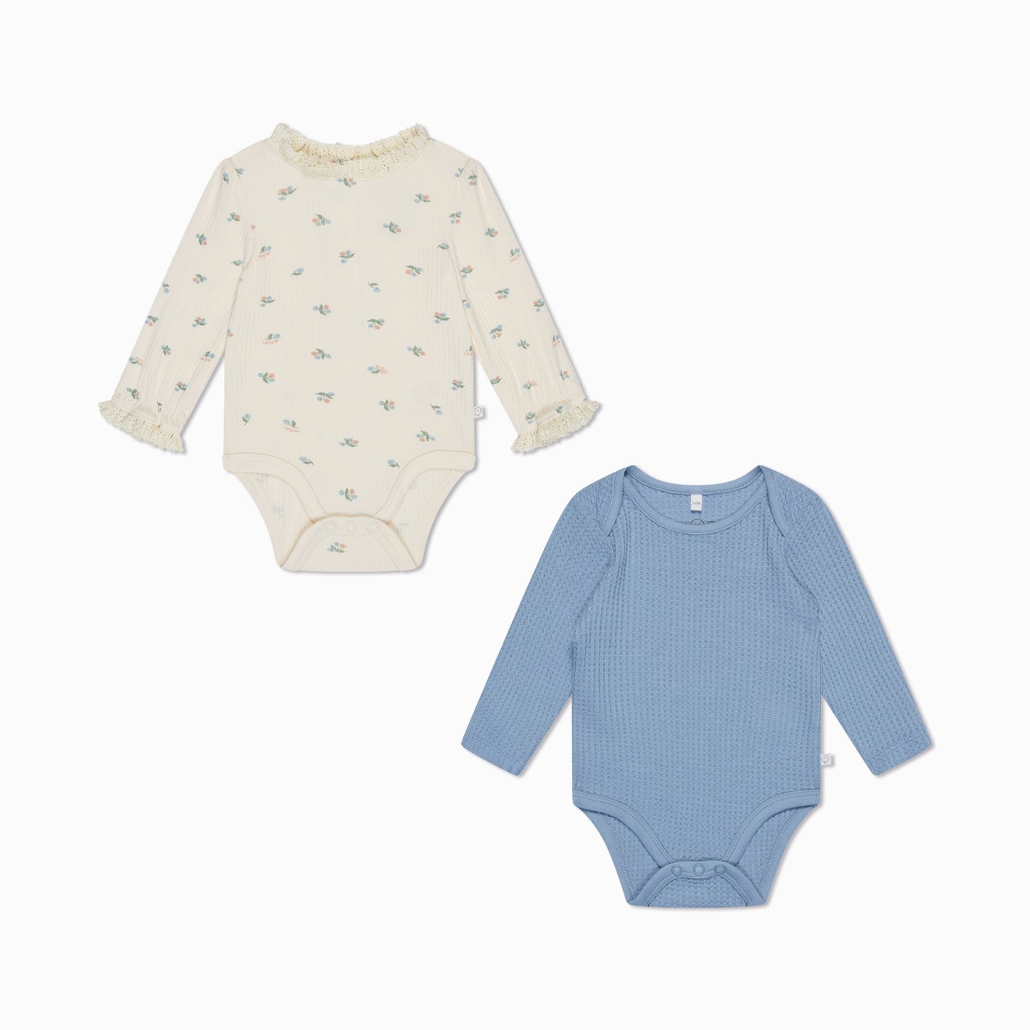 Floral Ribbed & Waffle Bodysuit 2 Pack