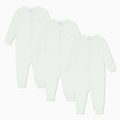 Clever Zip Sleepsuit 3 Pack - White