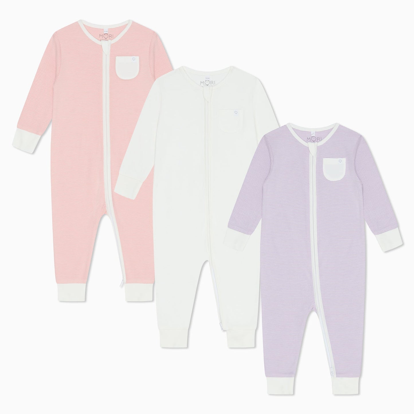 Clever Zip Sleepsuit 3 Pack - Purple & Pink Stripe