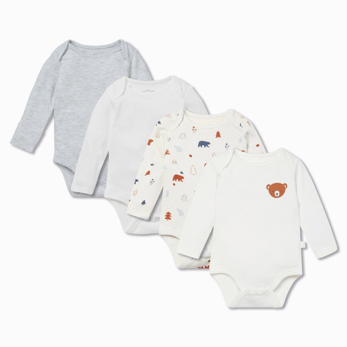Forest Bear Long Sleeve Bodysuit 4 Pack