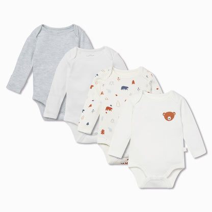 Forest Bear Long Sleeve Bodysuit 4 Pack