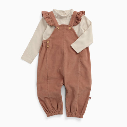 Frilled Corduroy Dungarees & Bodysuit Outfit