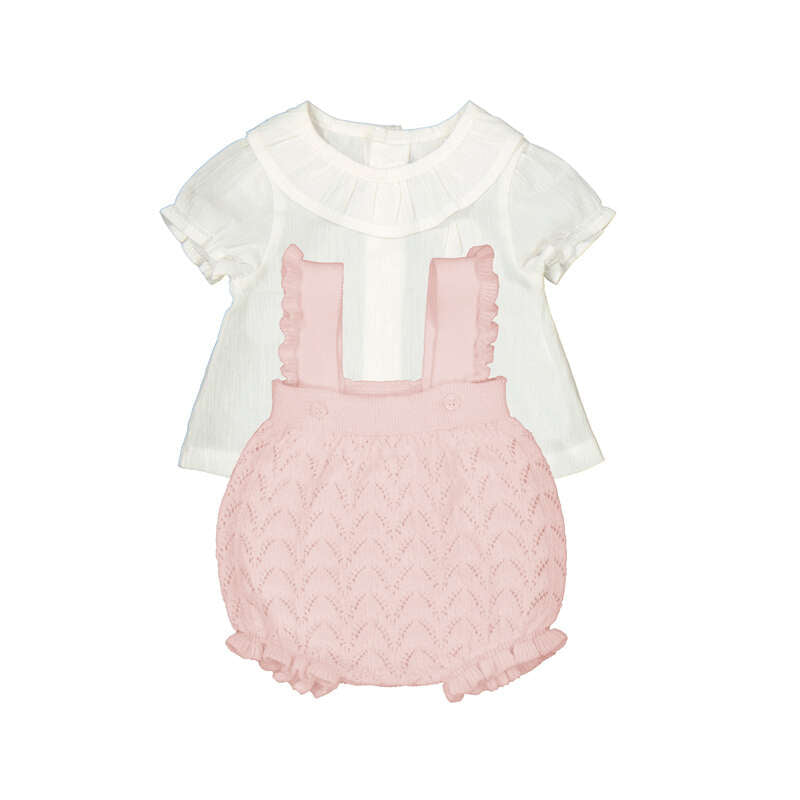 Crystal Pink Knit Overall & Blouse - Select Size