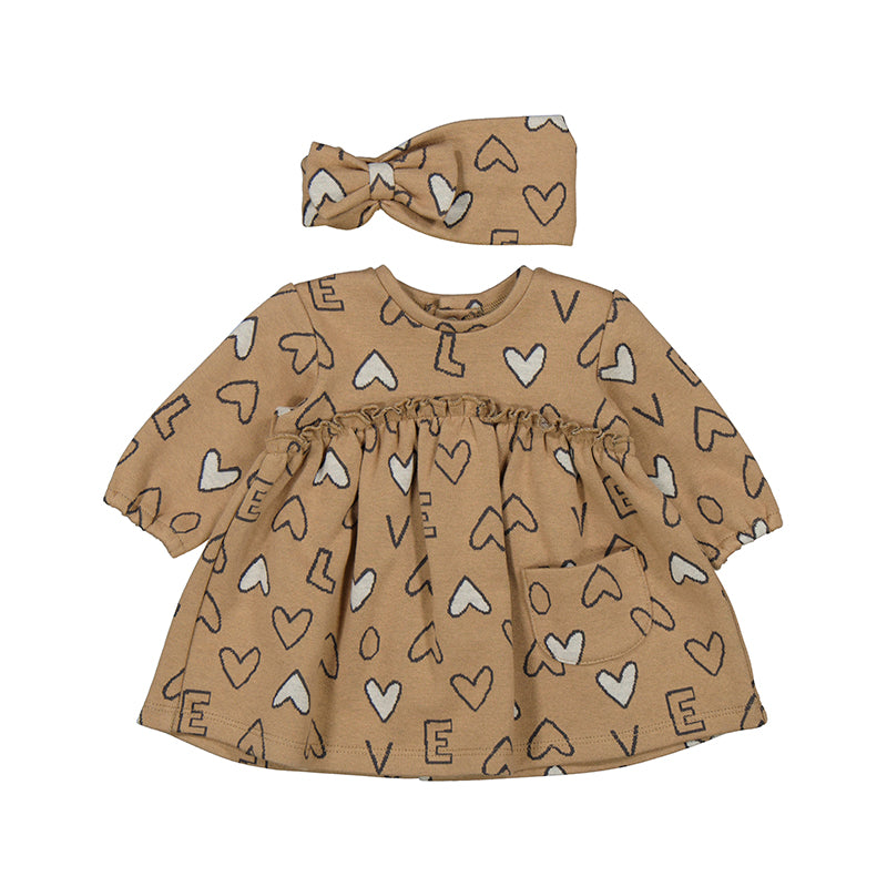 Dress with Headband in Peanut Hue