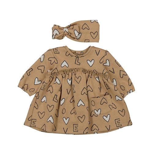 Dress with Headband in Peanut Hue