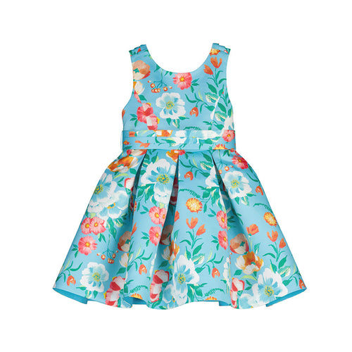 Girl's Turquoise Satin Dress - Select Size