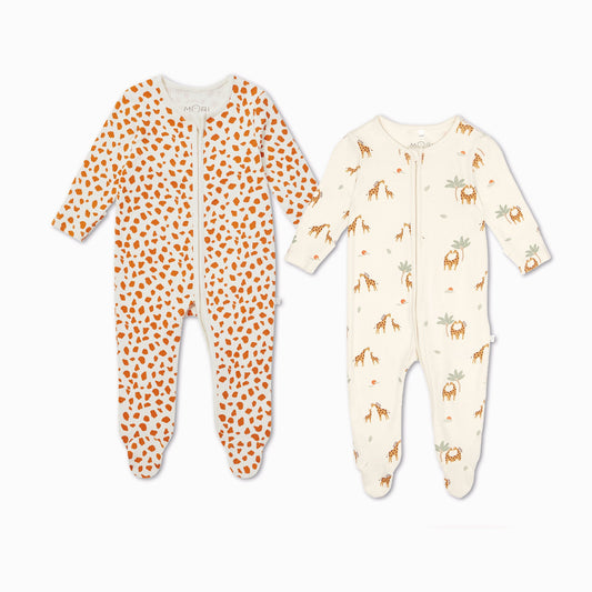 Giraffe Clever Zip Sleepsuit 2 Pack