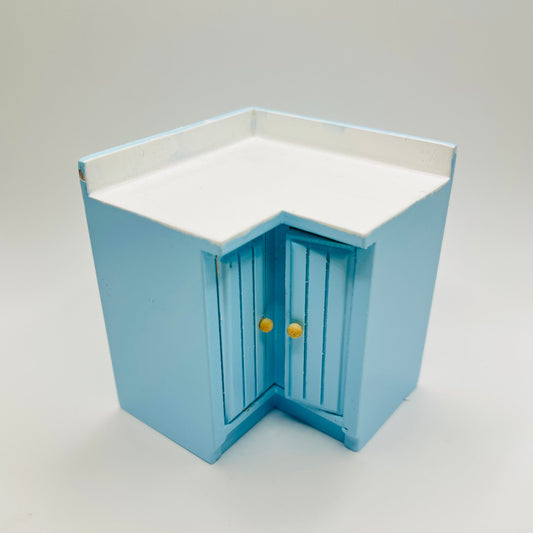 Kitchen Corner Cabinets - Blue with White Countertop- 1/2 Scale Dollhouse Miniature