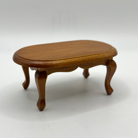 Oval Coffee Table - Walnut - 1/12 Scale Dollhouse Miniature