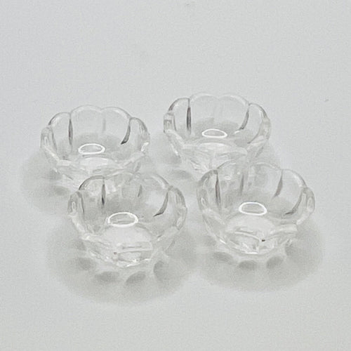 Set of 4 Clear Plastic Bowls - Scalloped Edges - 1/12 Scale Miniature