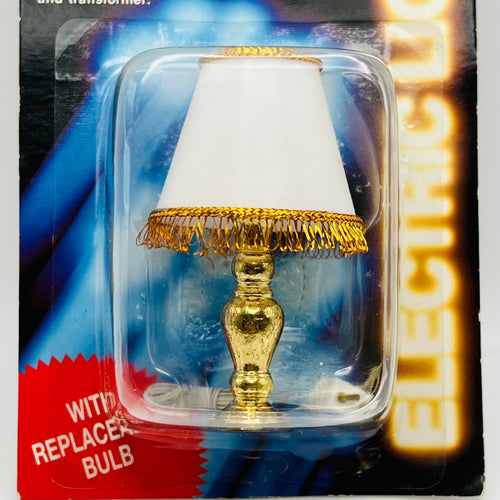 Brass Table Lamp with White Shade - 1/12 Scale Dollhouse Miniature
