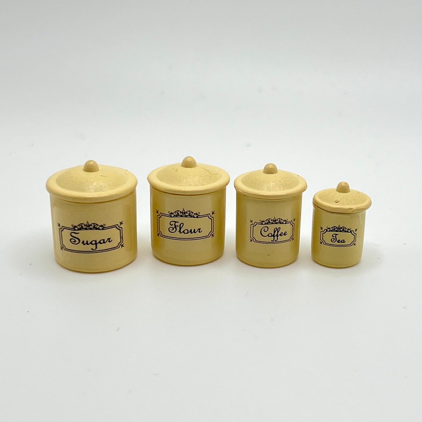 Canister Set - Pale Yellow - Set of 4 - 1/12 Scale Dollhouse Miniature