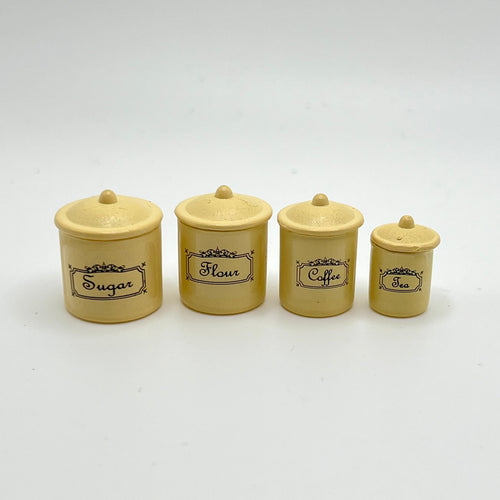 Canister Set - Pale Yellow - Set of 4 - 1/12 Scale Dollhouse Miniature