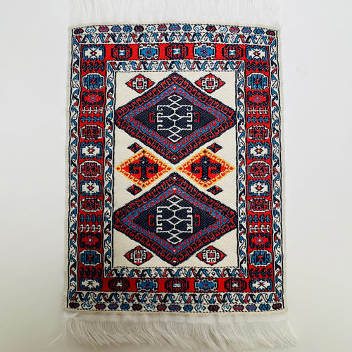Small Woven Carpet - Blue/Red/White - Dollhouse Miniature