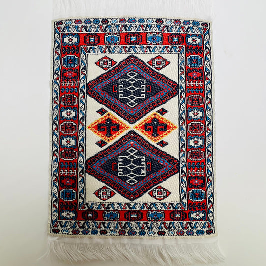 Small Woven Carpet - Blue/Red/White - Dollhouse Miniature