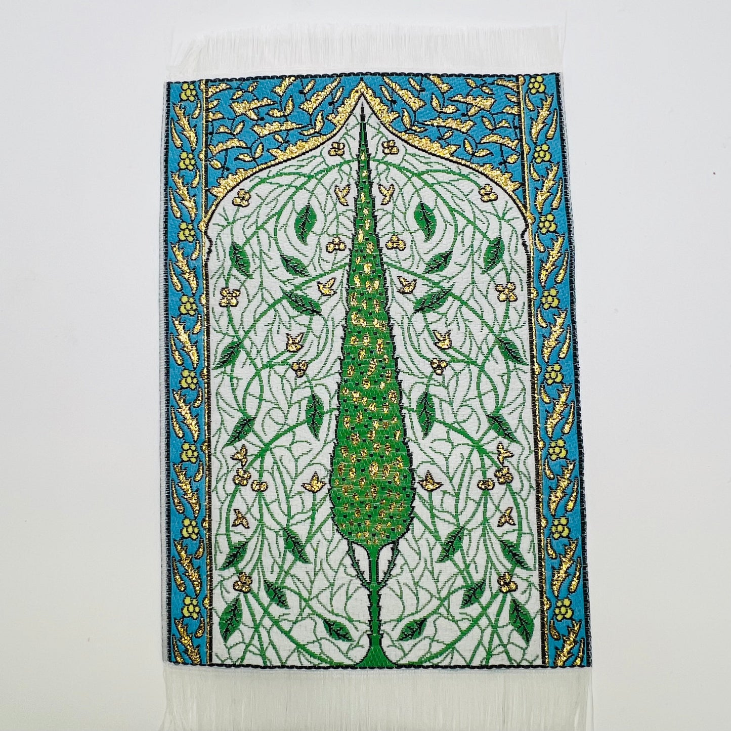 Small Woven Carpet - Green Tree/White/Blue - Dollhouse Miniature