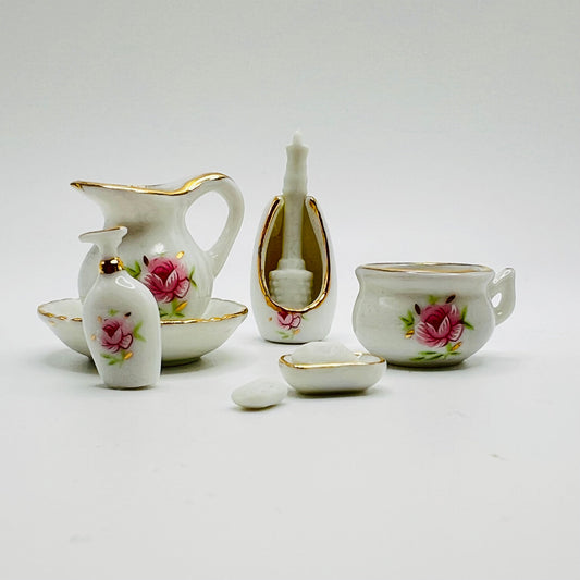 Bathroom Set - Porcelain - 1/12 Scale Miniature