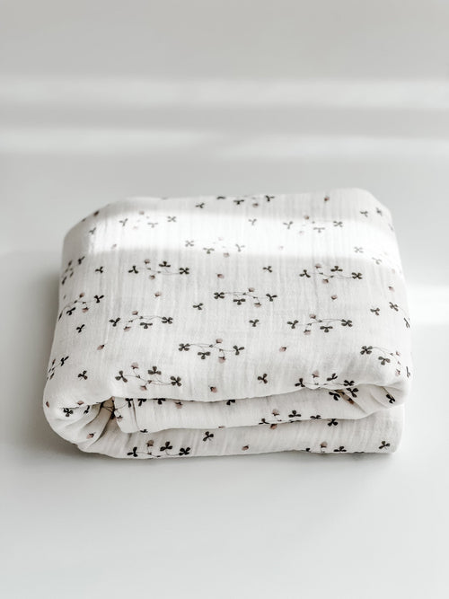 Baby Blanket -  Muslin Swaddle - Botanical