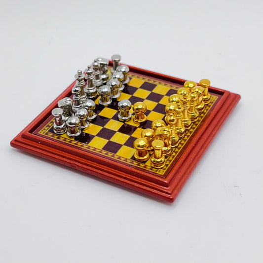 Chess Set - Metal - 1/12 Scale Dollhouse Miniature