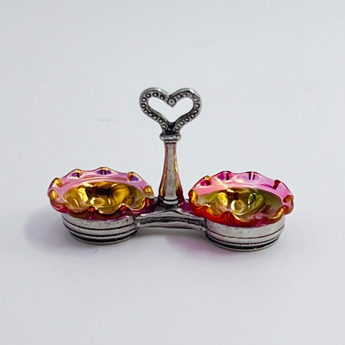 Iridescent Pink Bon-Bon Dish - 1/12 Scale Dollhouse Miniature
