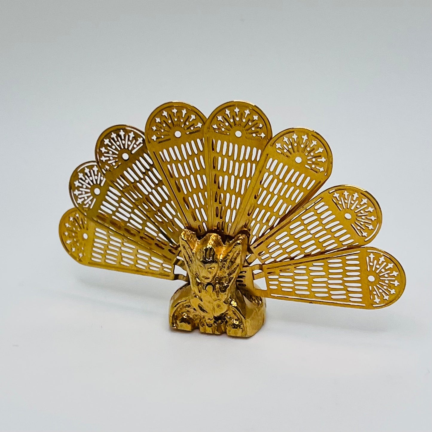 Brass Peacock Fireplace Screen - 1/12 Scale Dollhouse Miniature