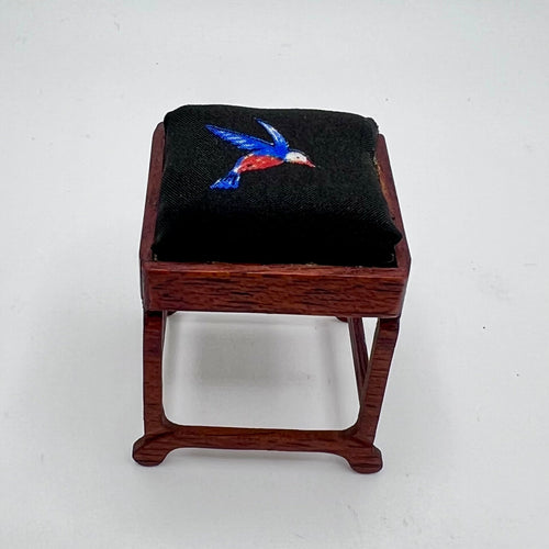 Dark Walnut Art Nouveau Stool - 1/12 Scale Dollhouse Miniature