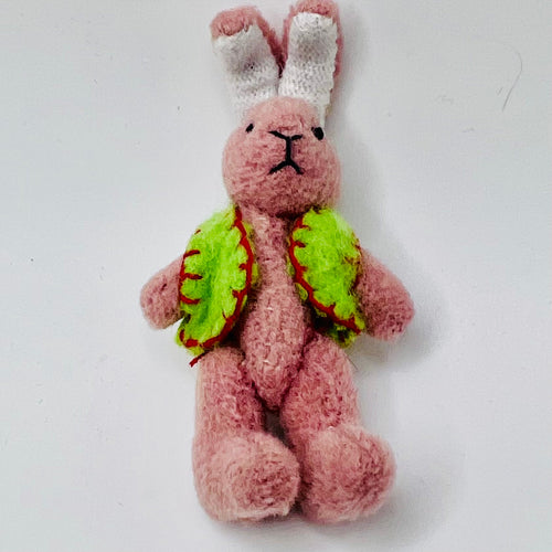 Bunny with Green Vest  - 1/12 Scale Dollhouse Miniature