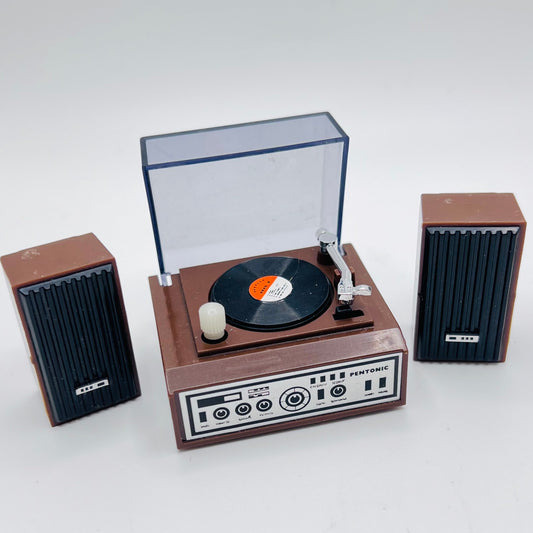 Pentonic Wind-up Mini Record Player with two Speakers - 1/12 Scale Dollhouse Miniature