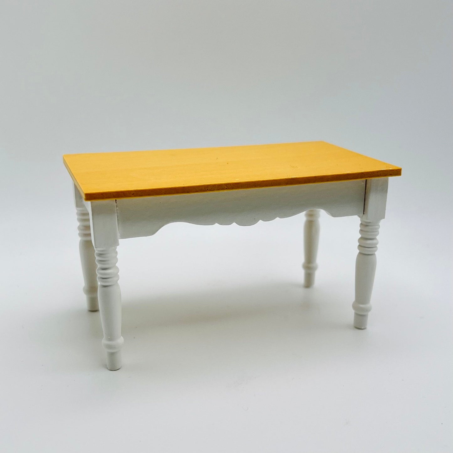 Country Kitchen Table - Oak and White - Wood - 1/12 Scale Dollhouse Miniature