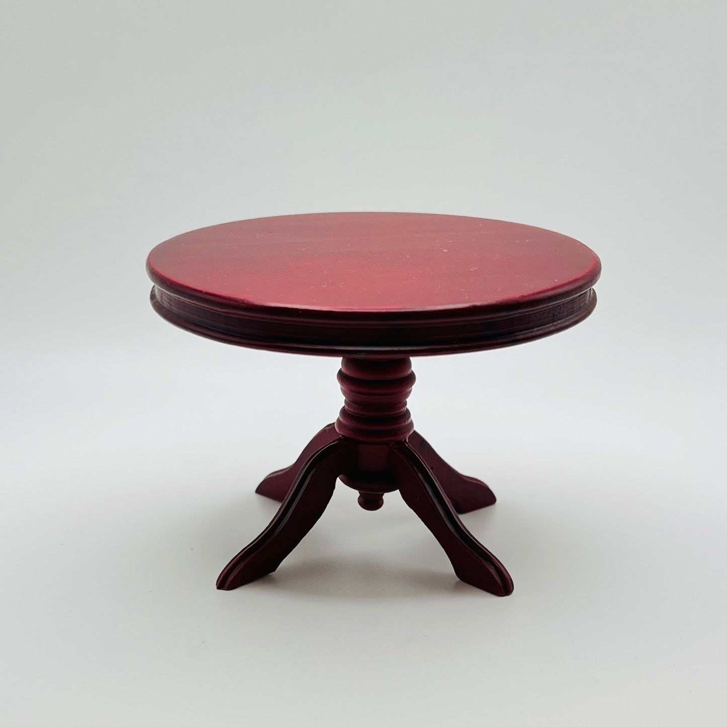 Round Mahogany Pedestal Dining Table - 1/12 Scale Dollhouse Miniature
