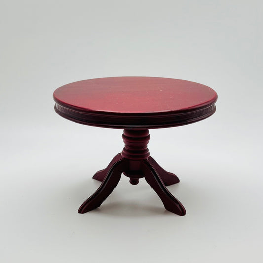 Round Mahogany Pedestal Dining Table - 1/12 Scale Dollhouse Miniature