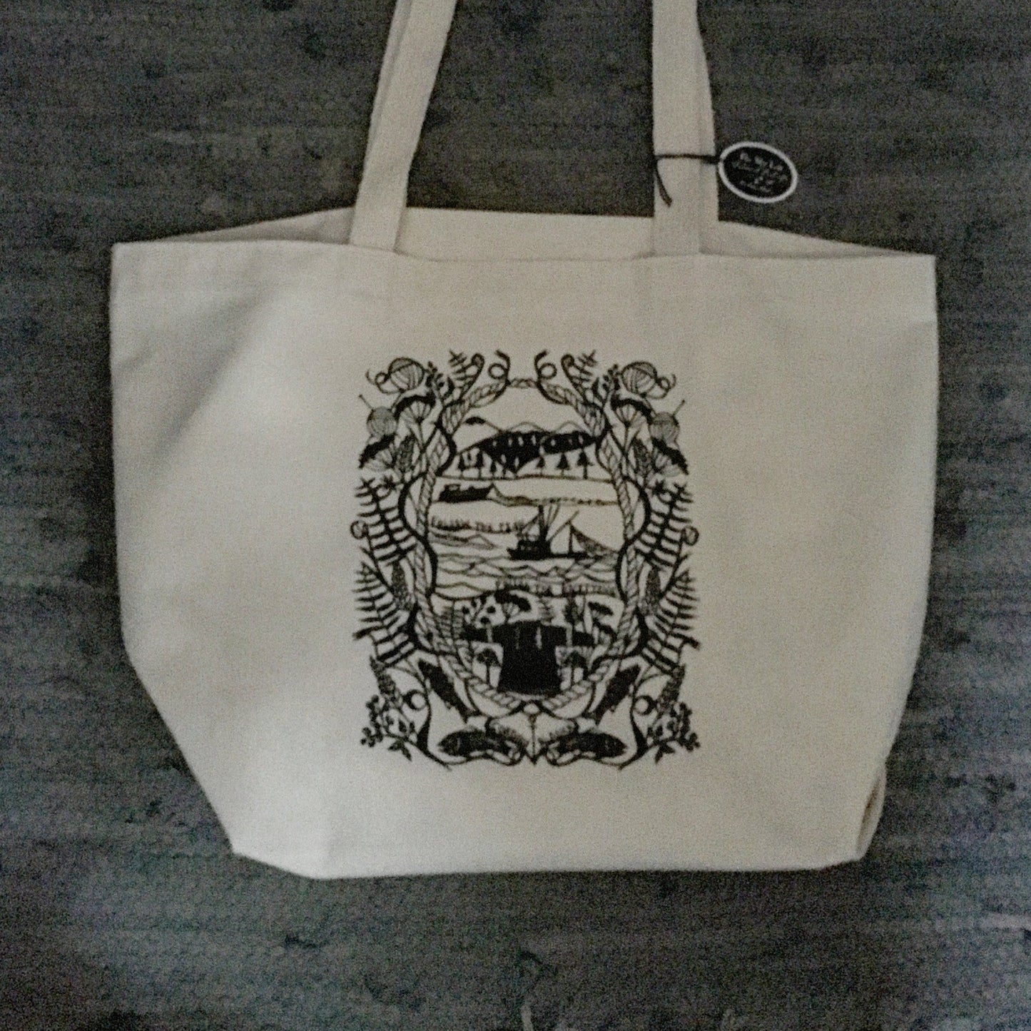 Cordova, Alaska Gansey Papercut Organic Cotton Tote
