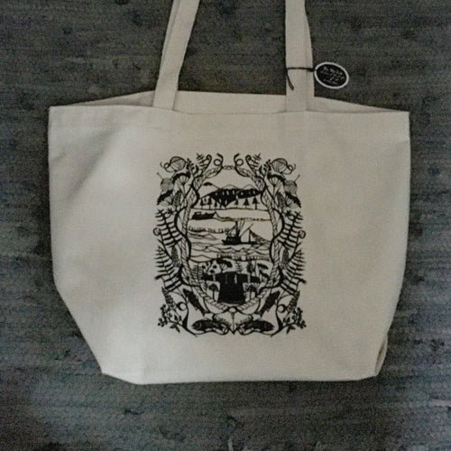 Cordova, Alaska Gansey Papercut Organic Cotton Tote