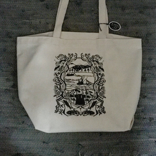 Cordova, Alaska Gansey Papercut Organic Cotton Tote