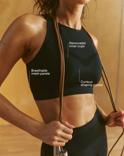 Seamless Racer Tank Bra - Black