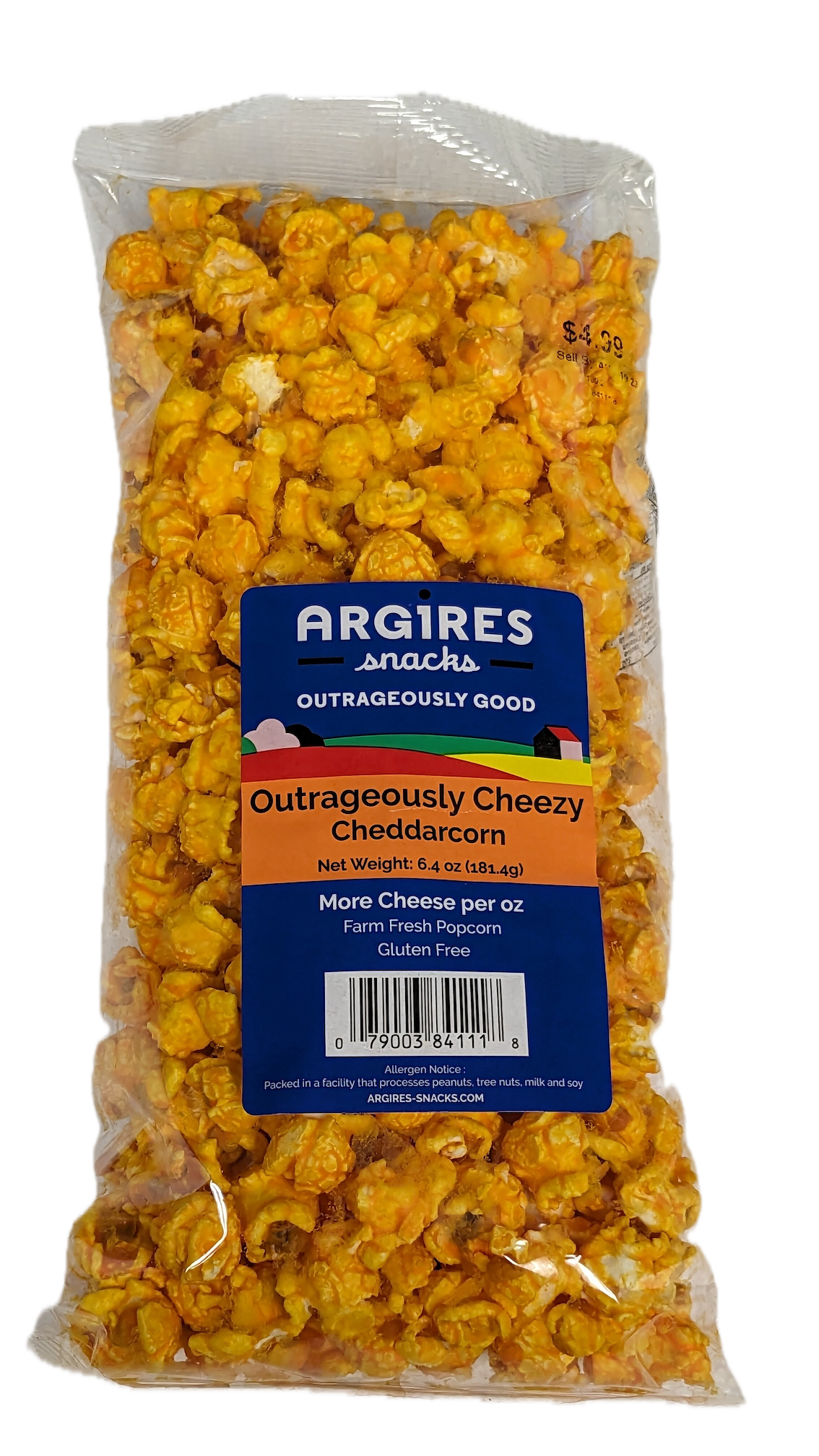 Argires Snacks Outrageously Cheezy Cheddarcorn Popcorn - 6.4 OZ 12 Pack