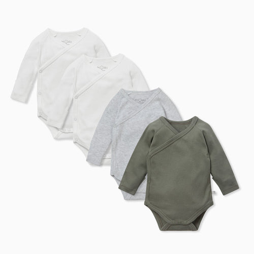 Khaki Cloud Kimono Bodysuit 4 Pack