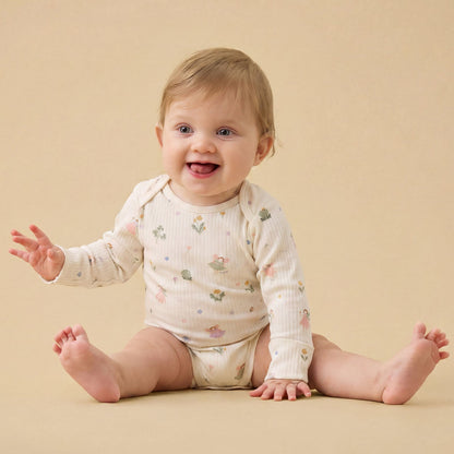 Fairy Garden Ribbed Long Sleeve Bodysuit