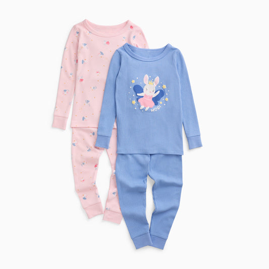 Enchanted Bunnies & Fairy Bunny Ribbed Pyjamas 2 Pack