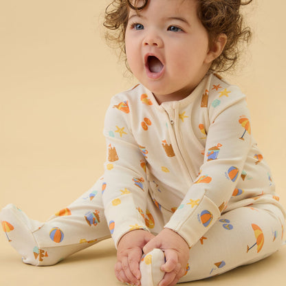 Beach Day & Blue Stripe Clever Zip Sleepsuit 2 Pack