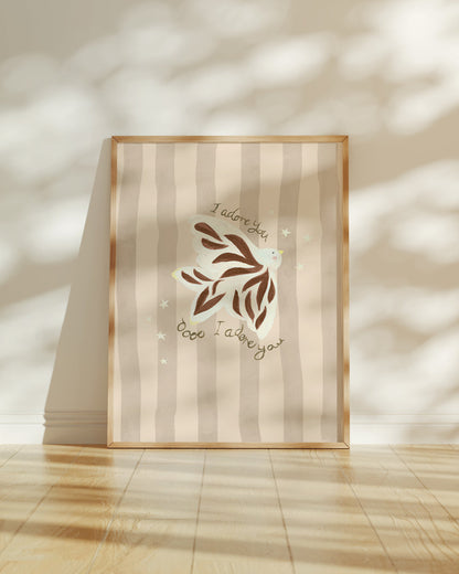 I Adore You - Bird Art Print Clay