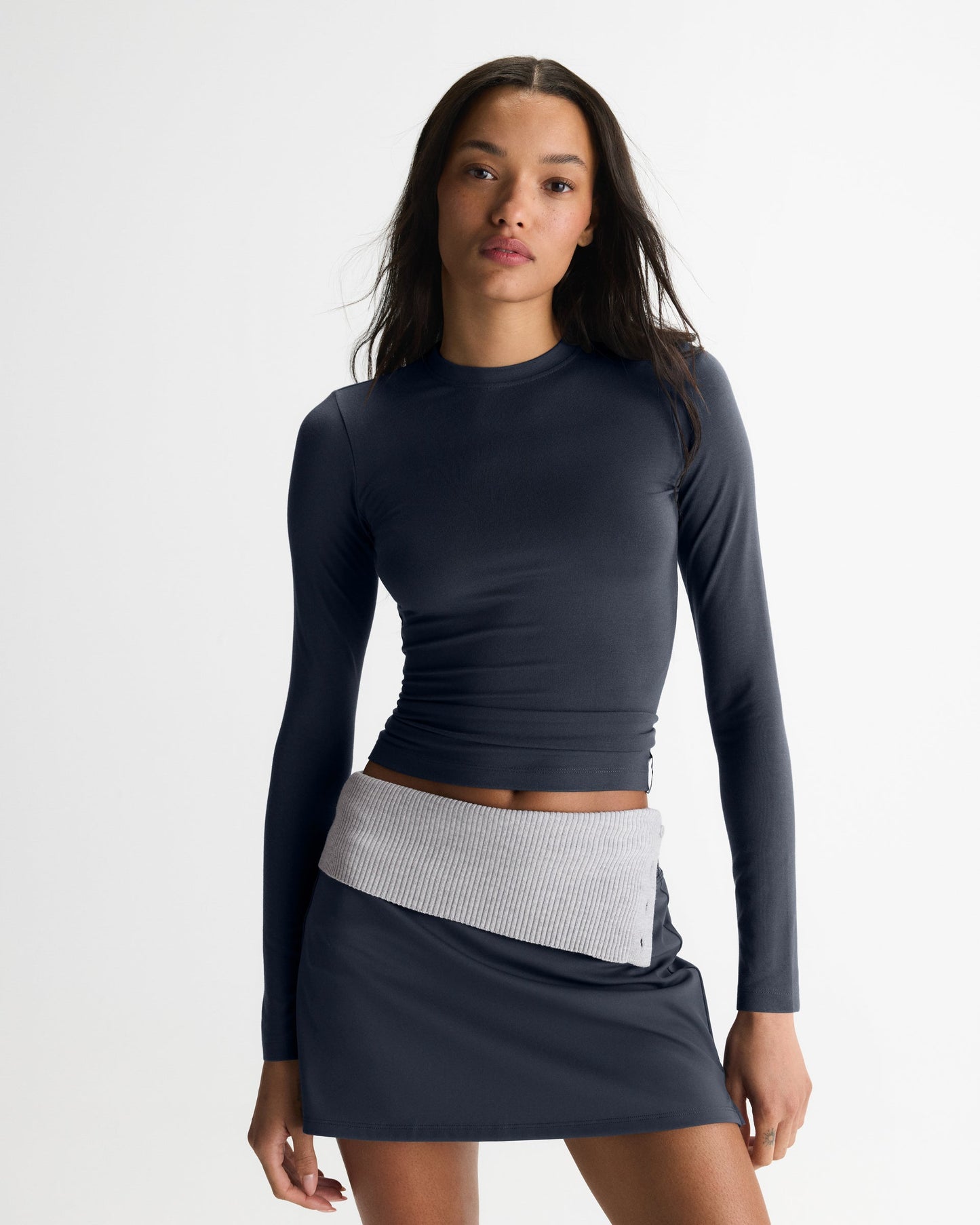 Modal Soft Long Sleeve Top - Midnight Blue