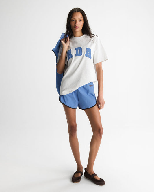 ADA Short Sleeve Oversized T-shirt - Light Grey Melange/Blossom Blue