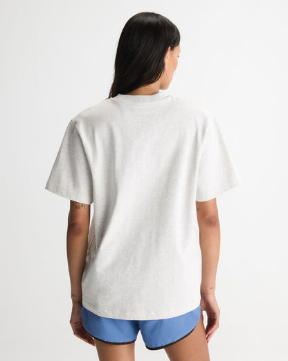 ADA Short Sleeve Oversized T-shirt - Light Grey Melange/Blossom Blue