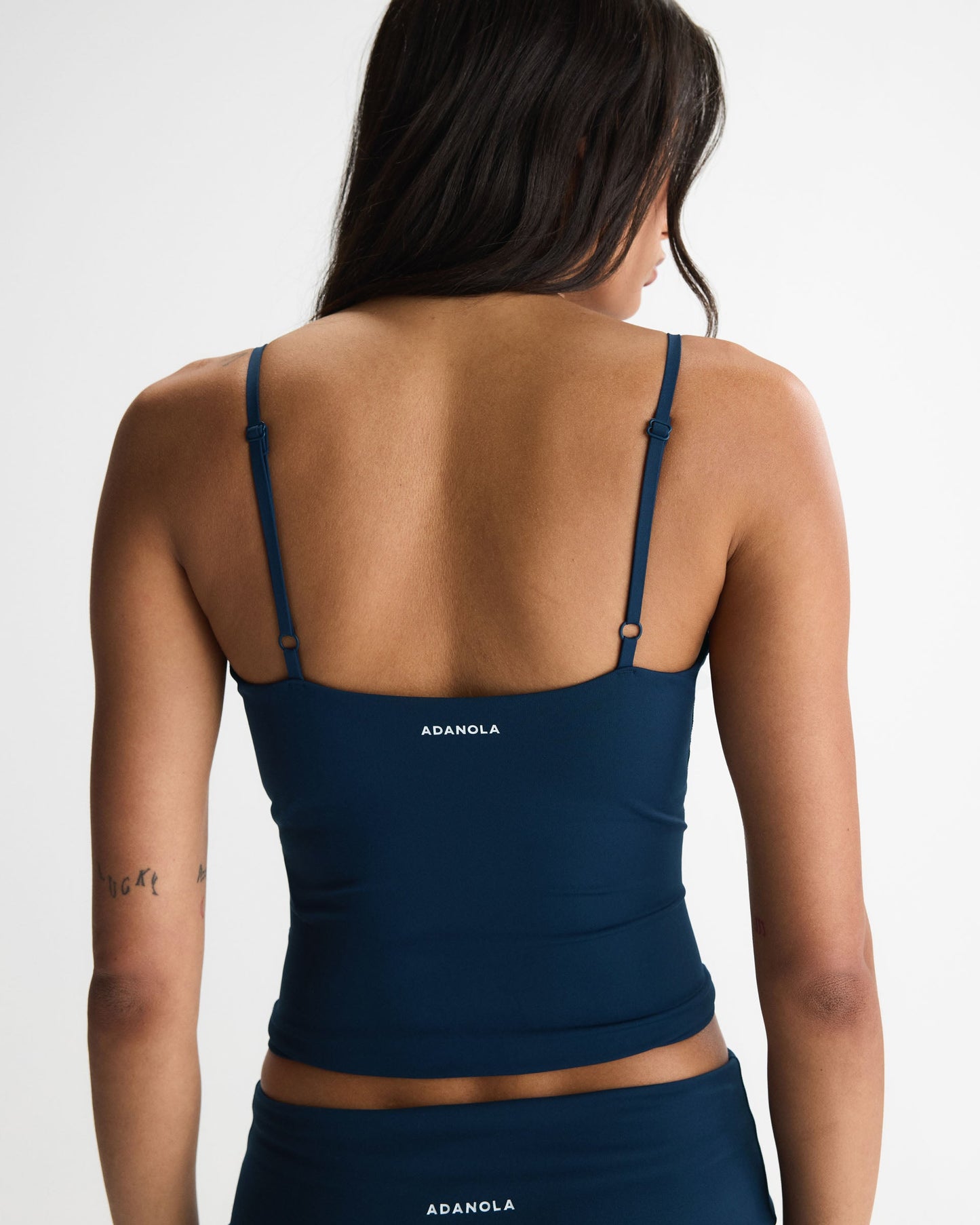 Skinny Strap Yoga Top - Navy Blue