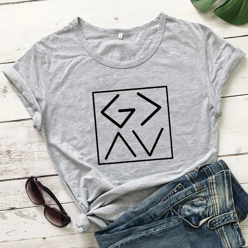 GAAV Letter Printed T-Shirt - Bible Christian Tee